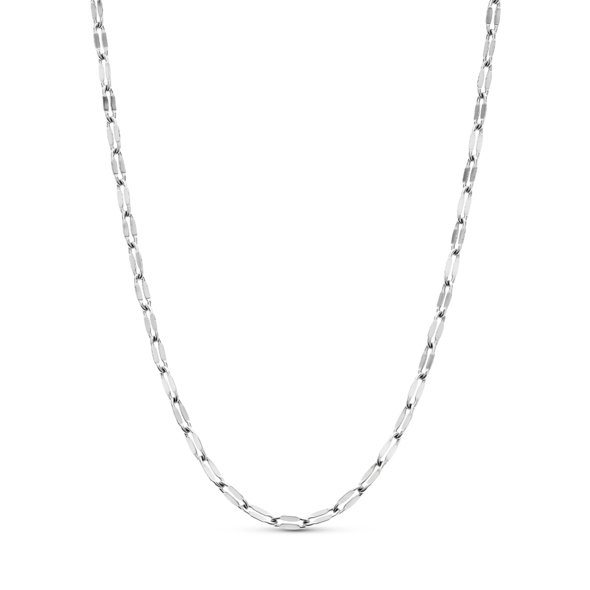 Layering Paperclip Diamond Cut Chain Necklace (Silver)