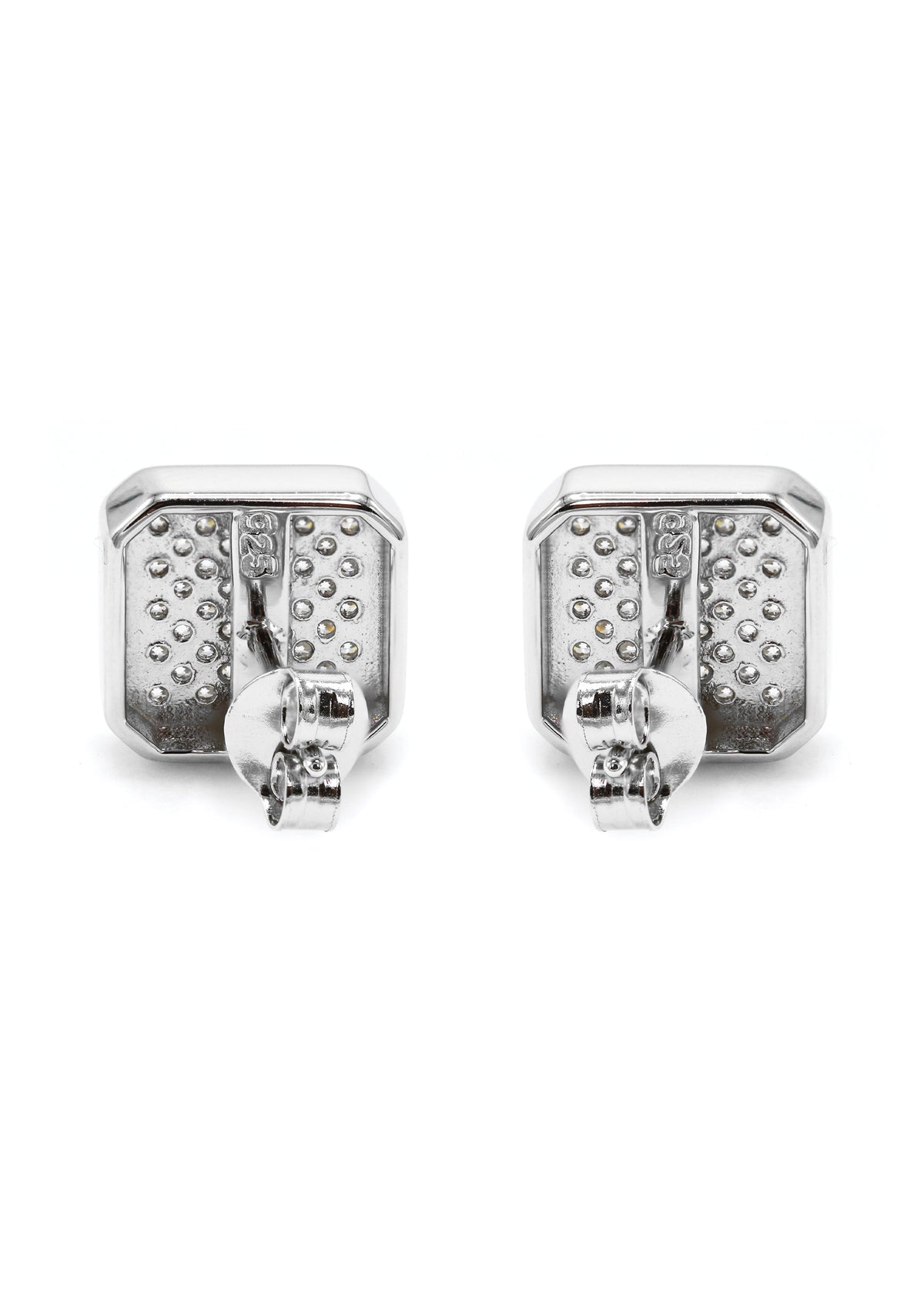 Mens Jewelry - Silver Micro Pave Iced Out VVS Earrings for Men | Appx. 3.5 Grams