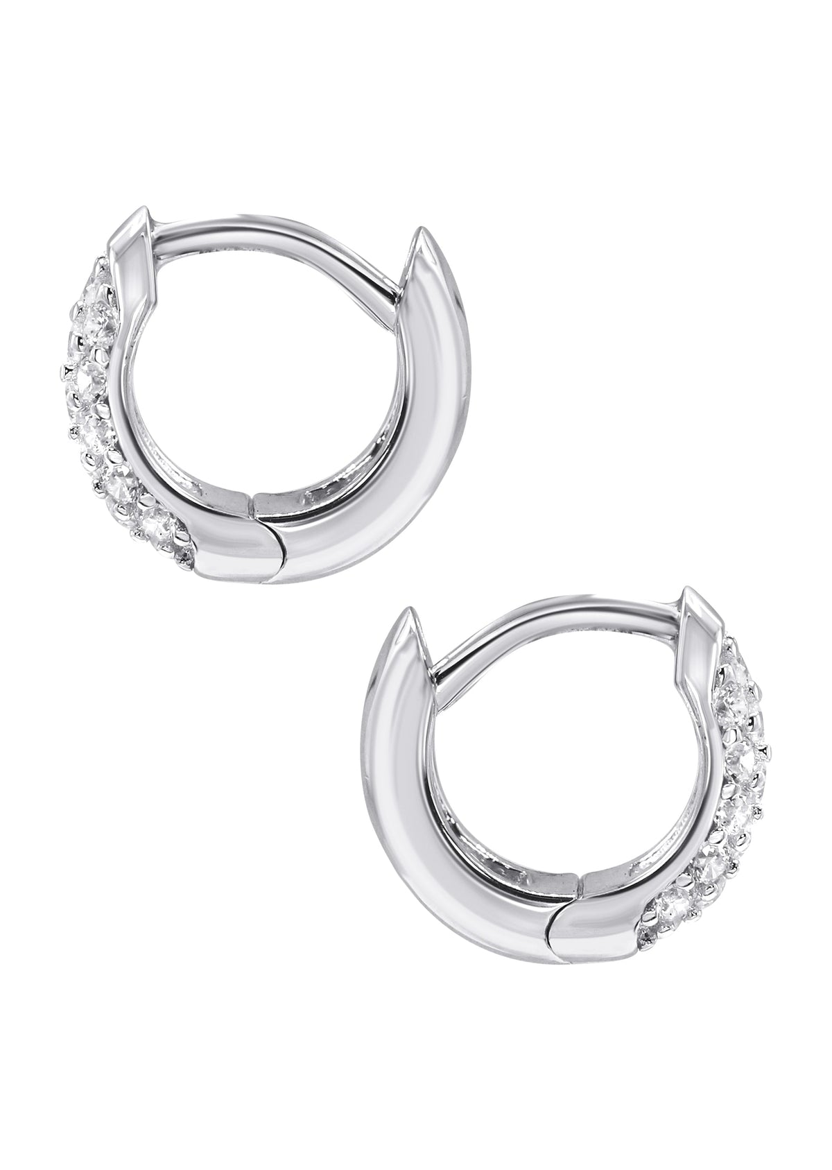 Mens Jewelry - Silver Round Iced Out VVS Hoop Earrings for Men| Appx. 2.3 Grams