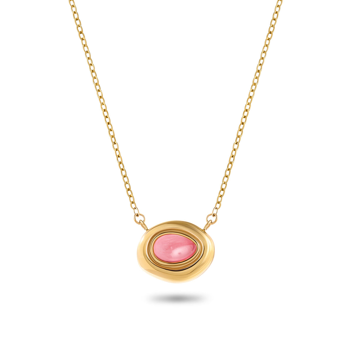 Pink Quartz Molten Necklace (Gold)
