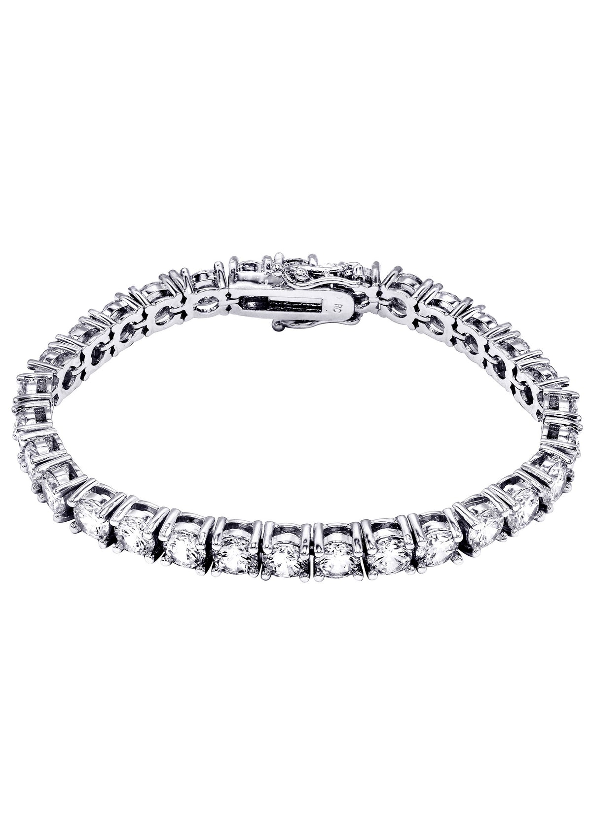 Gold Jewelry - Mens 14K White Gold Iced Out VVS Tennis Bracelet