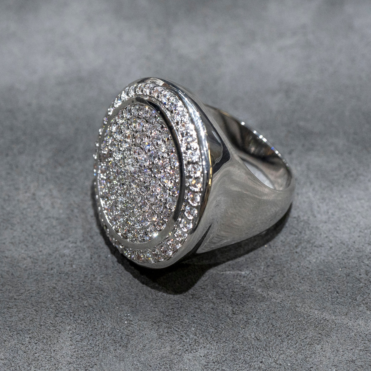 Mens Jewelry - 14K White Gold Iced Out VVS Pinky Ring | 17.2 Grams
