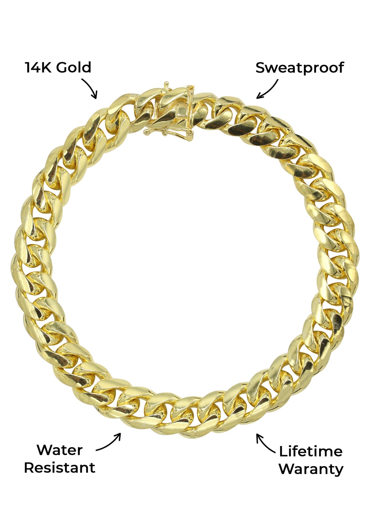 Gold Jewelry - Mens 14K Gold Solid Miami Cuban Link Bracelet | 6MM