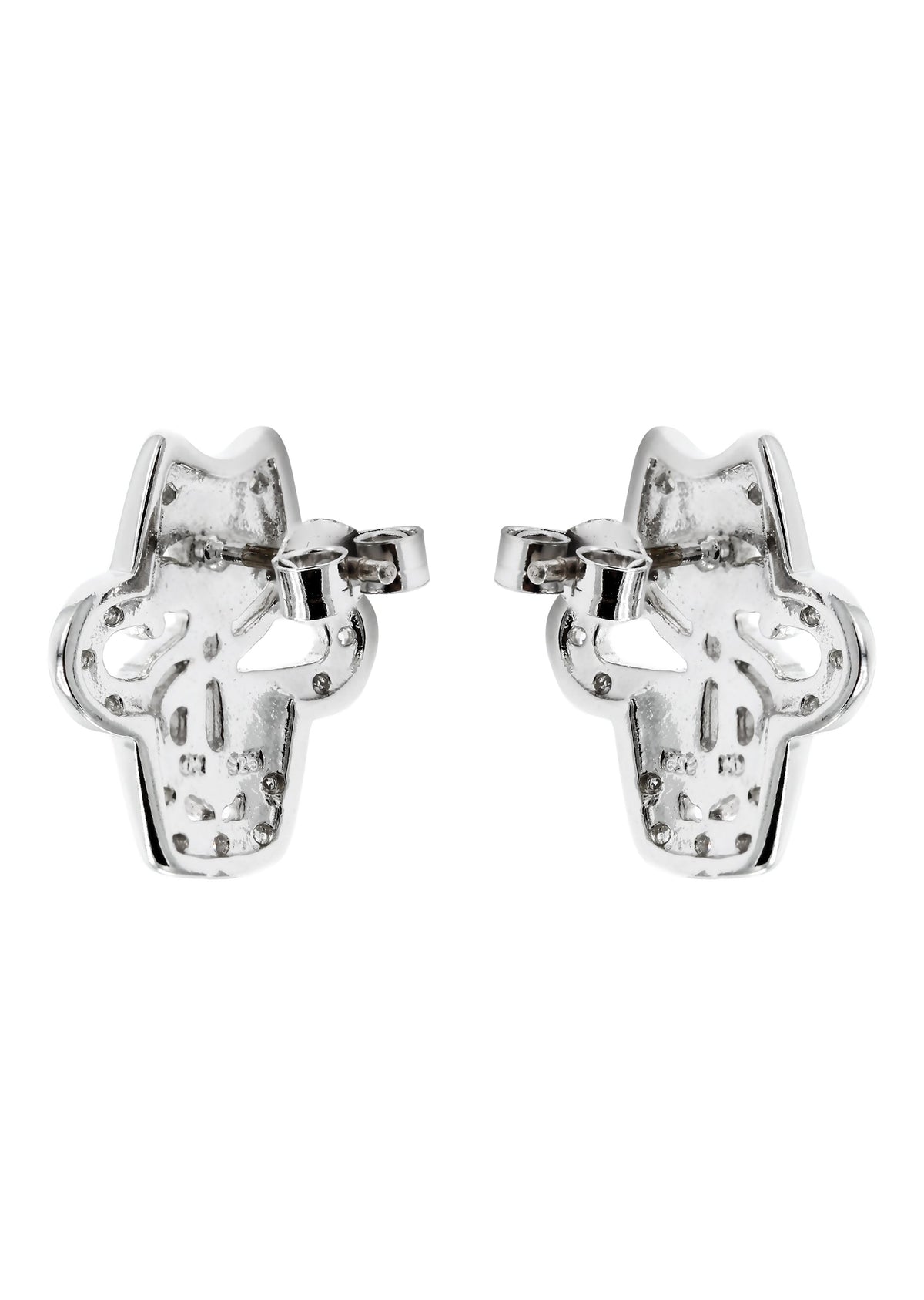 Mens Jewelry - Silver Dollar Sign Iced Out VVS Stud Earrings for Men | Appx. 5.6 Grams