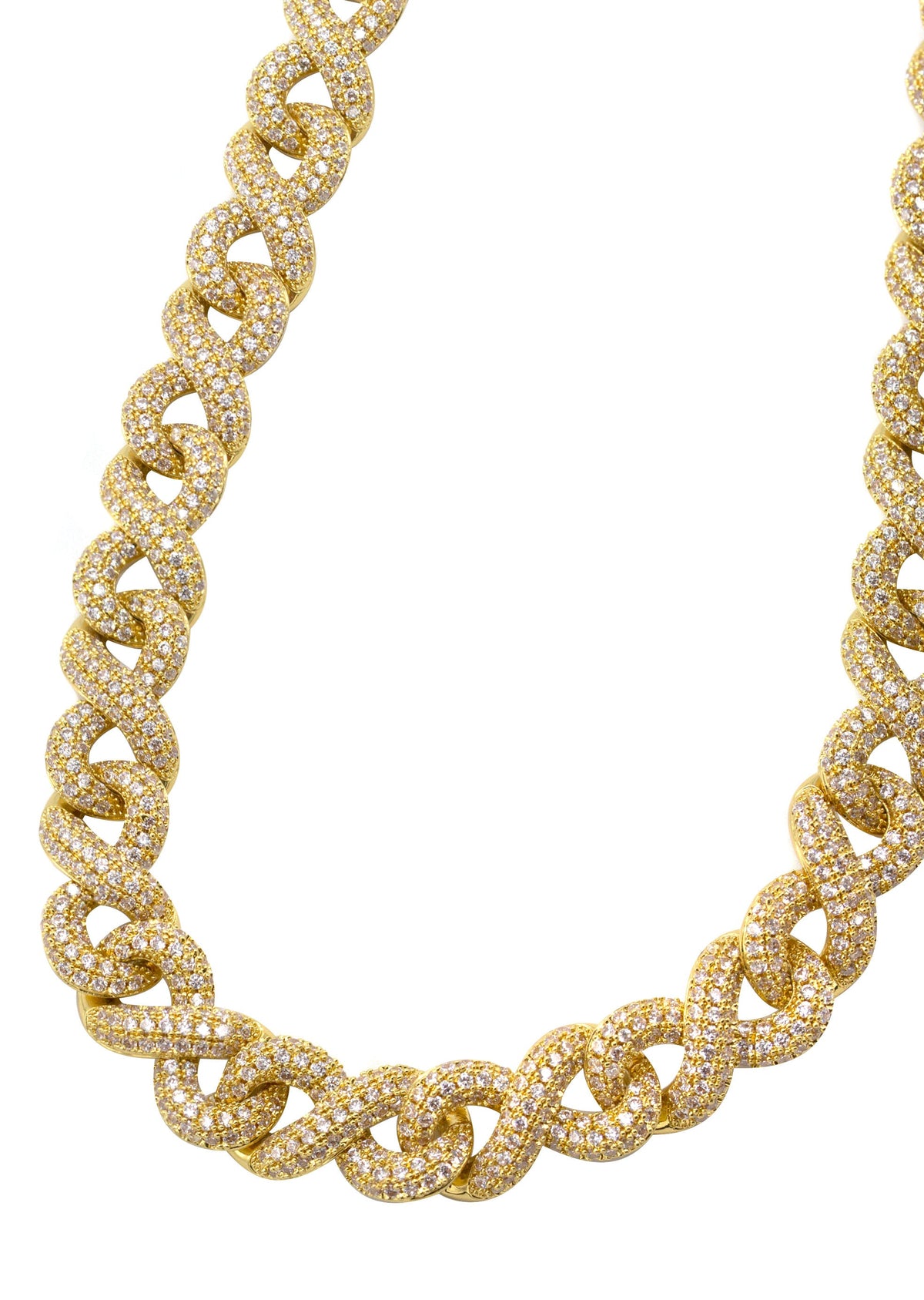 Gold Jewelry - Mens 14K Gold Iced Out VVS Infinity Link Chain