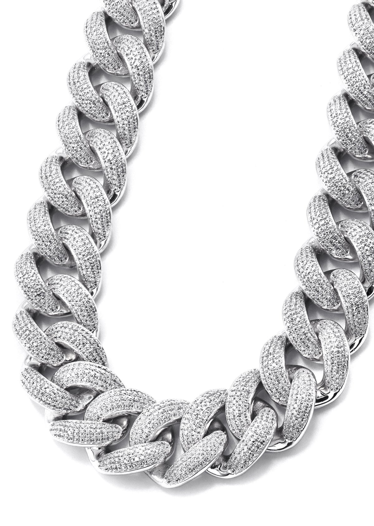 Gold Jewelry - Mens 14K White Gold Big Iced Out VVS Chain Miami Cuban Link 25MM