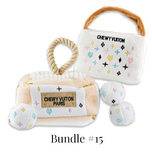 Keep Calm and Chewy Vuton Dog Toy Set