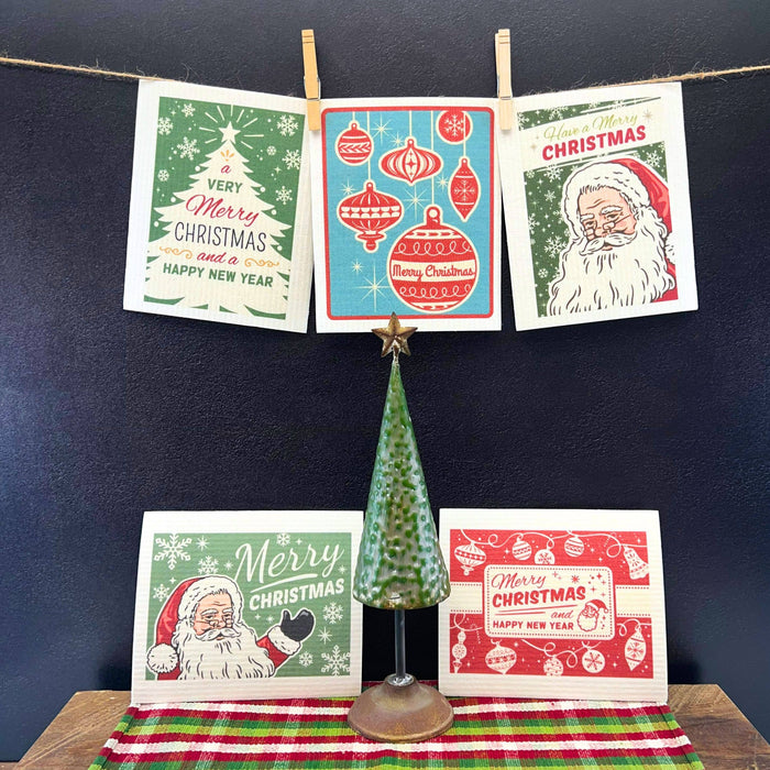 Merry Christmas Santa Swedish Dishcloth - Christmas Decor