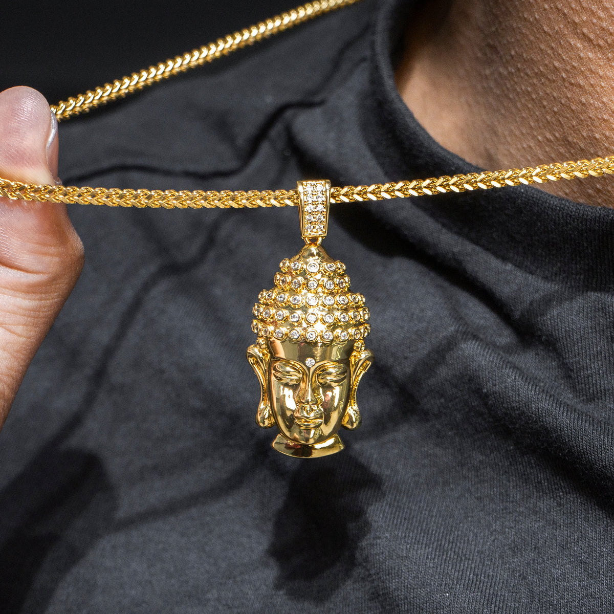 Mens Jewelry - Gold Iced Out VVS Buddha Pendant | 13.6 Grams