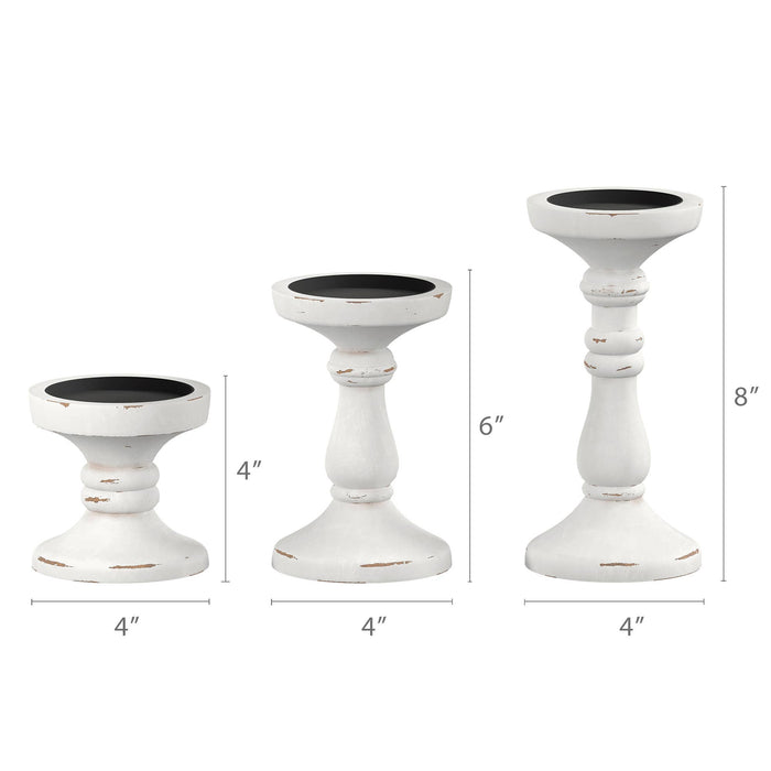 S/3 Carmen Wood Candle Holders