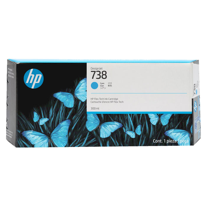Tinta Hp 738 Cyan - 300 ml - 676M6A - Hp Designjet T850 - PanamΓ‘