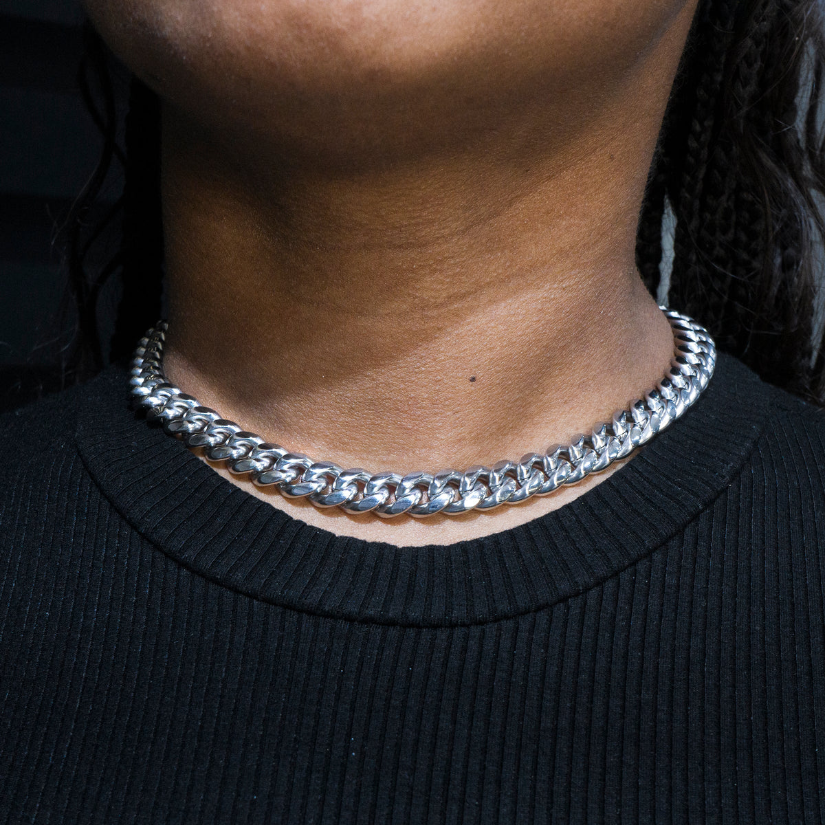 Womens Jewelry - 14K White Gold Solid Miami Cuban Link Chain