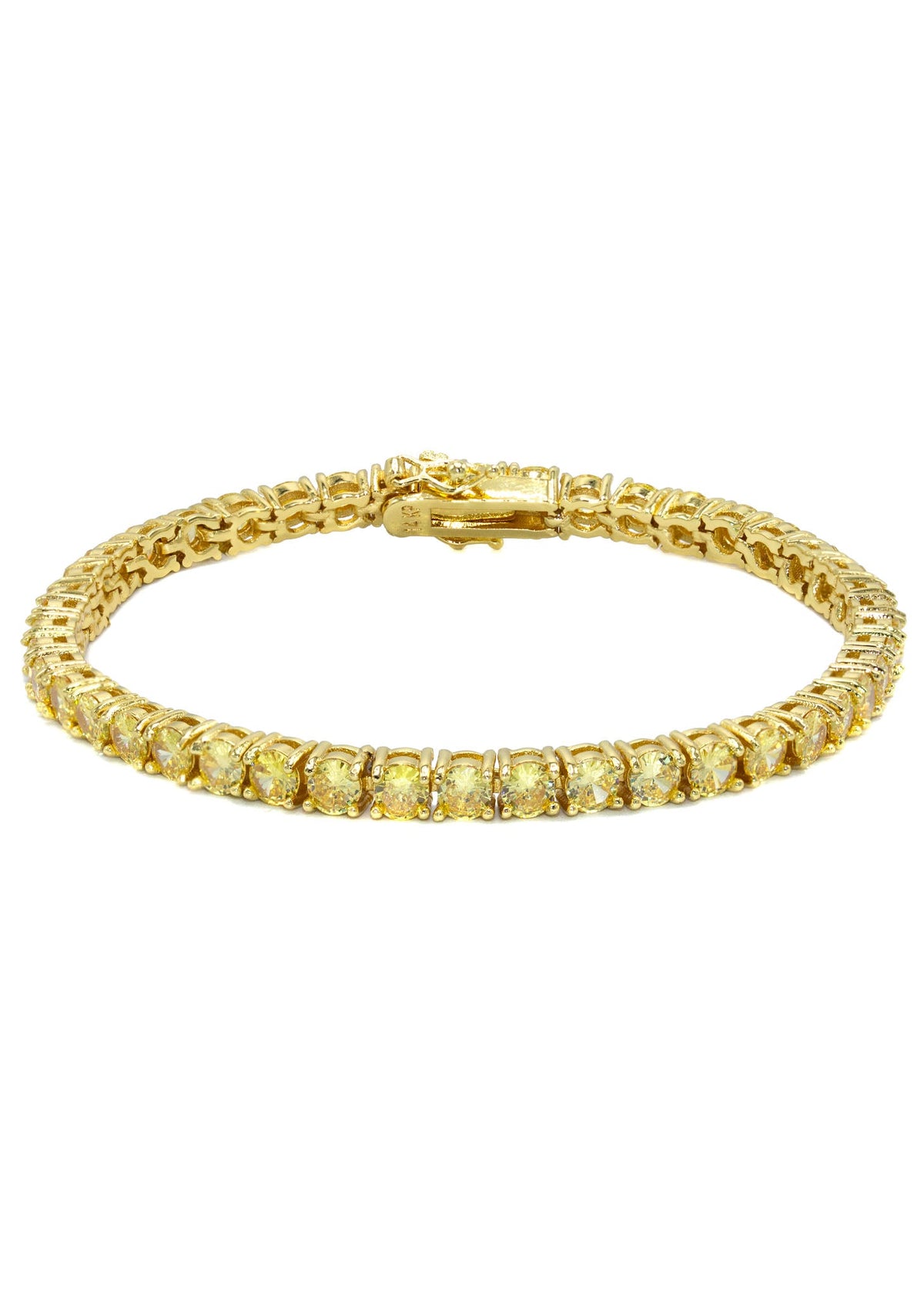 Gold Jewelry - Mens 14K Gold Yellow Iced Out VVS Canary Tennis Bracelet