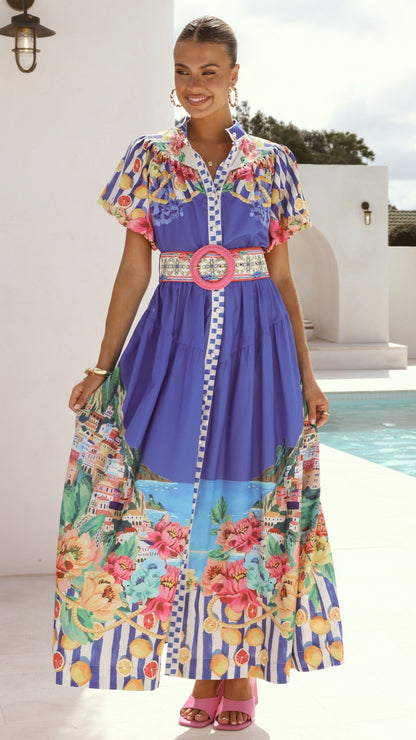 Bloom Maxi Dress - Positano Cobalt
