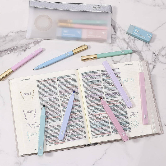 12-Pack Aesthetic No Bleed Highlighters & Pens