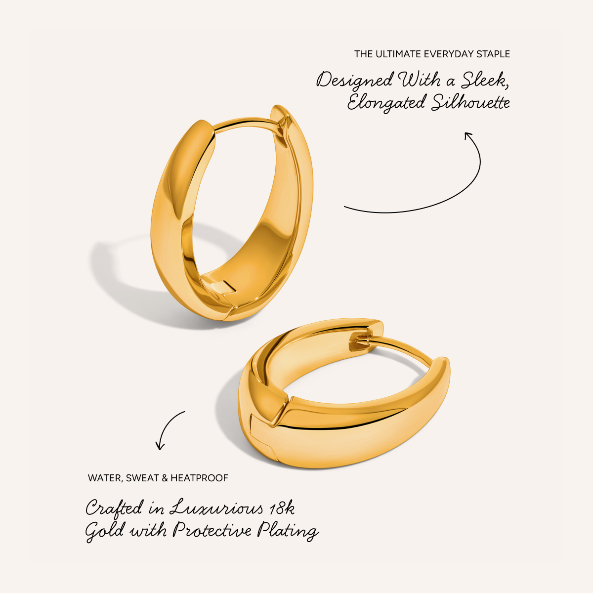 Oval Hoop Earrings (Gold)