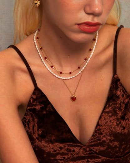 Carnelian Stone Heart Necklace