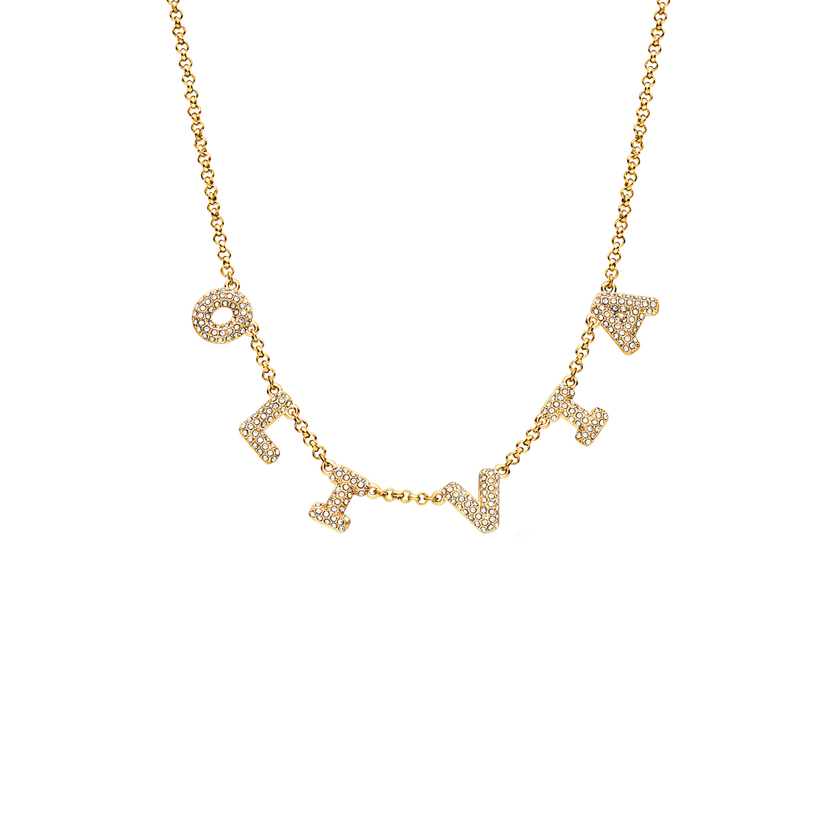 Spotlight Pave Bubble Name Necklace (Gold)