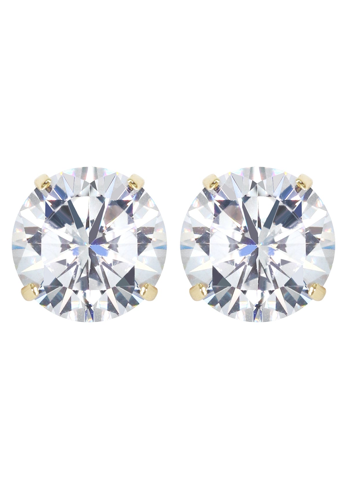 Mens Jewelry - Gold Push Backing Round Iced Out VVS Stud Earrings for Men