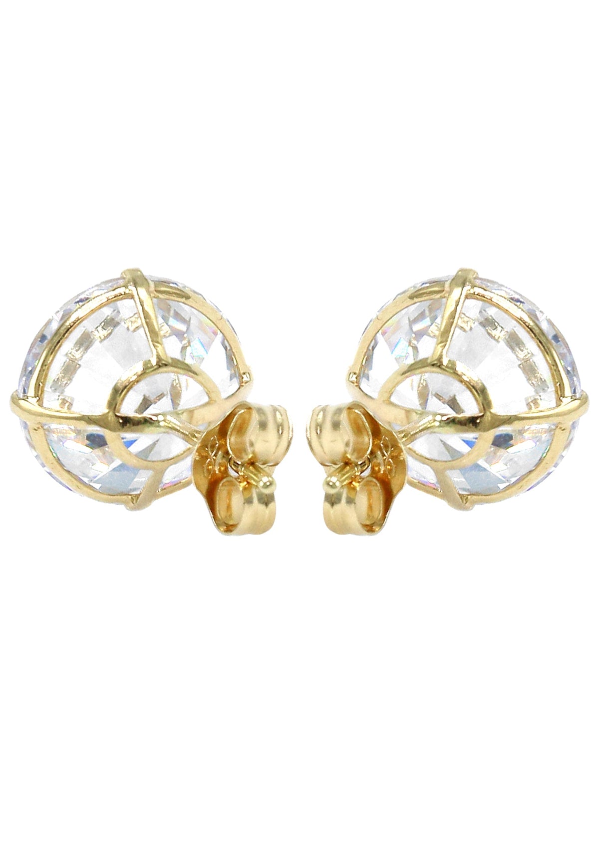 Mens Jewelry - Gold Push Backing Round Iced Out VVS Stud Earrings for Men
