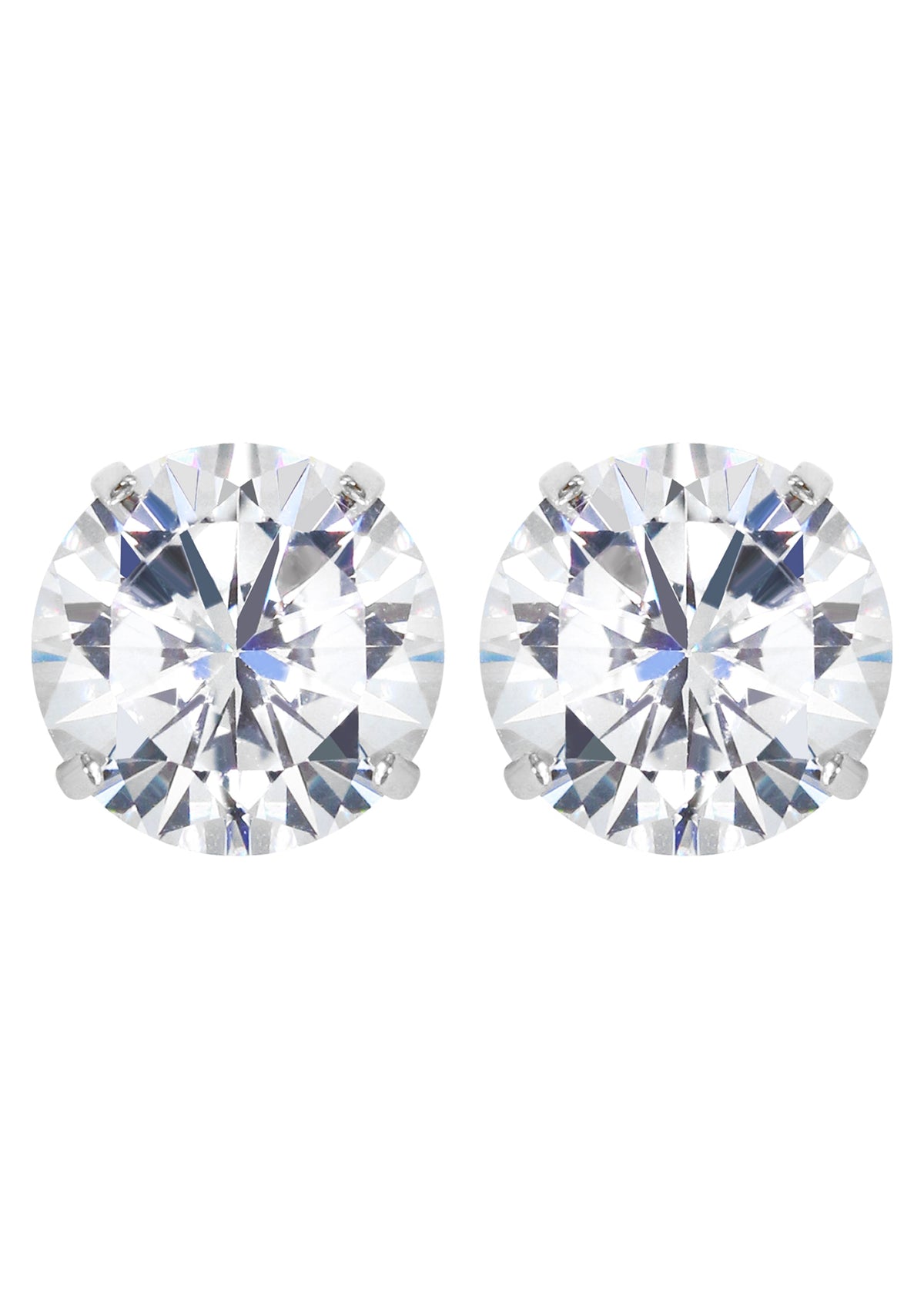 Mens Jewelry - Silver Push Back Round Iced Out VVS Stud Earrings for Men