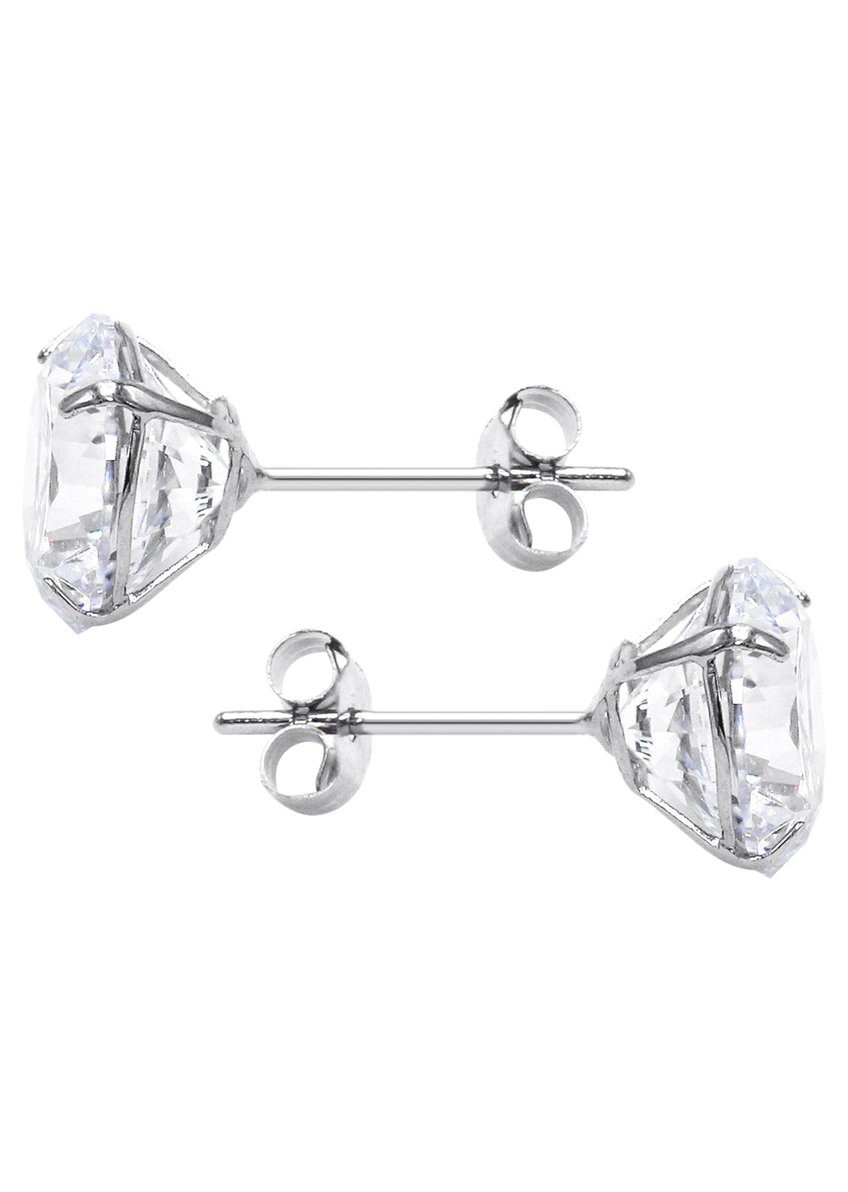 Mens Jewelry - Silver Push Back Round Iced Out VVS Stud Earrings for Men