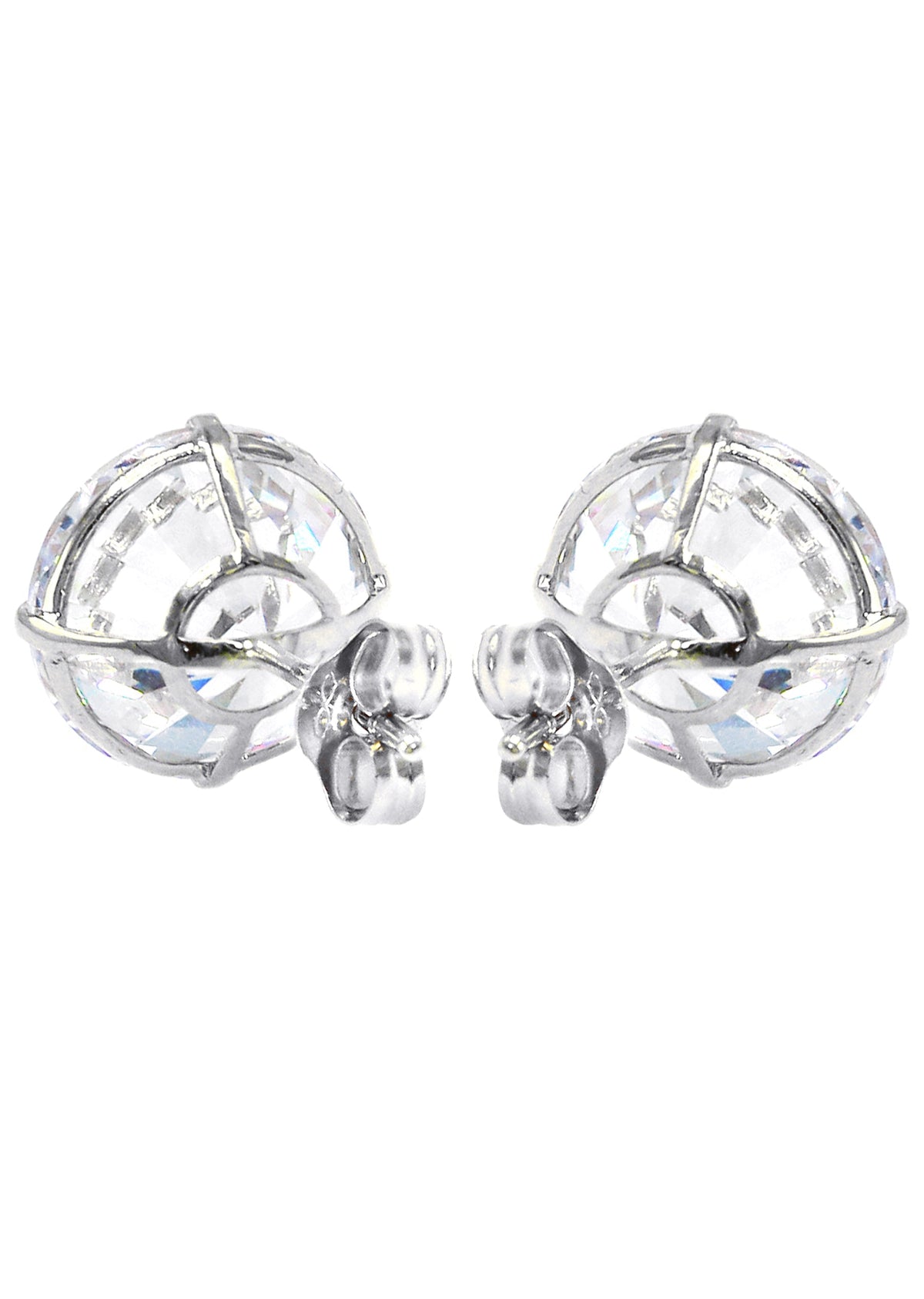 Mens Jewelry - Silver Push Back Round Iced Out VVS Stud Earrings for Men