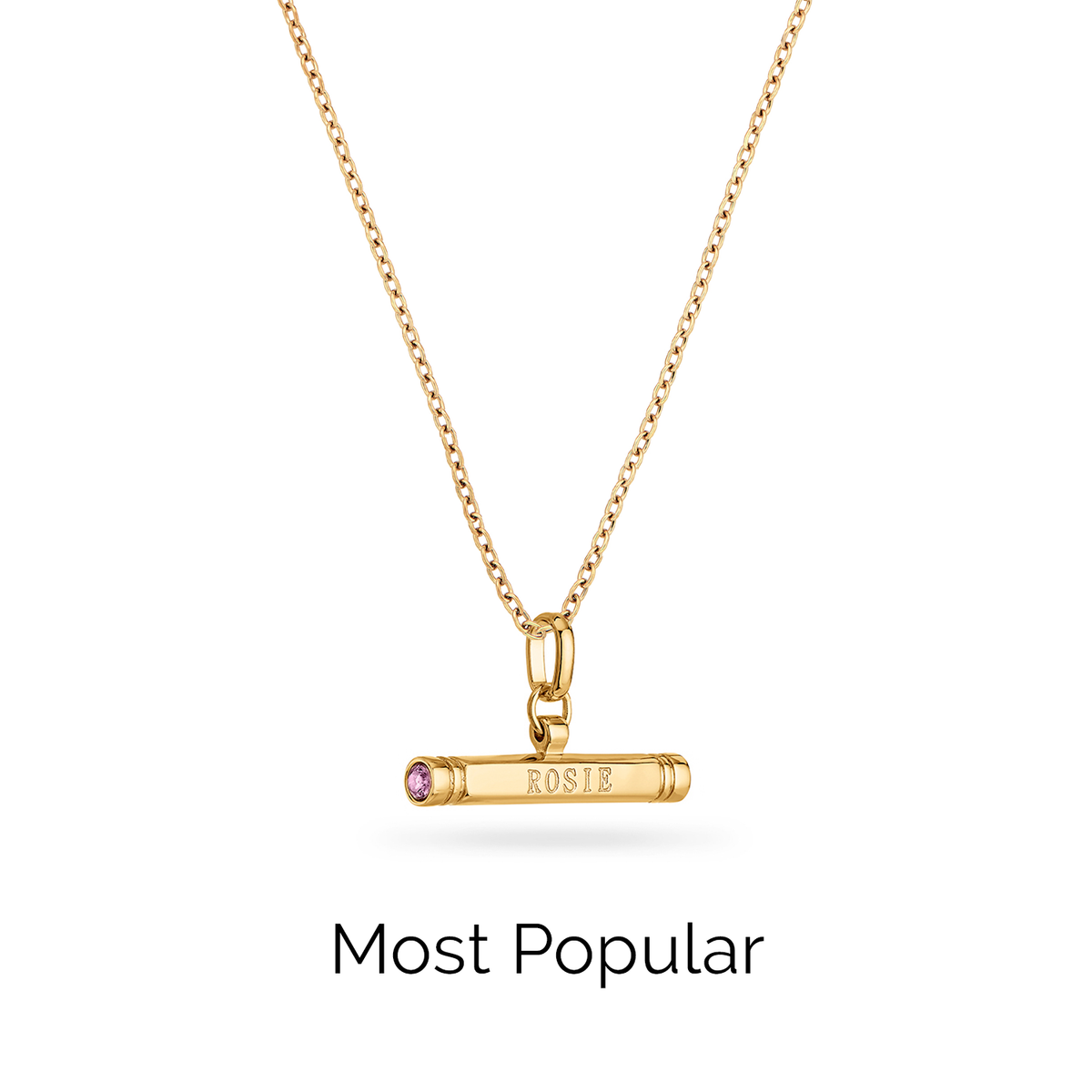 Custom Stamped T-Bar Necklace (Gold)