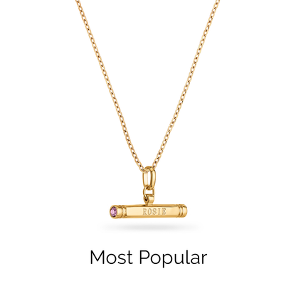 Custom Stamped T-Bar Necklace (Gold)