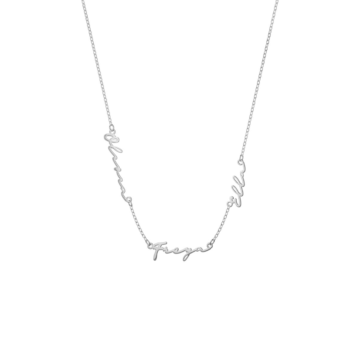 Multi Signature Name Necklace (Silver)