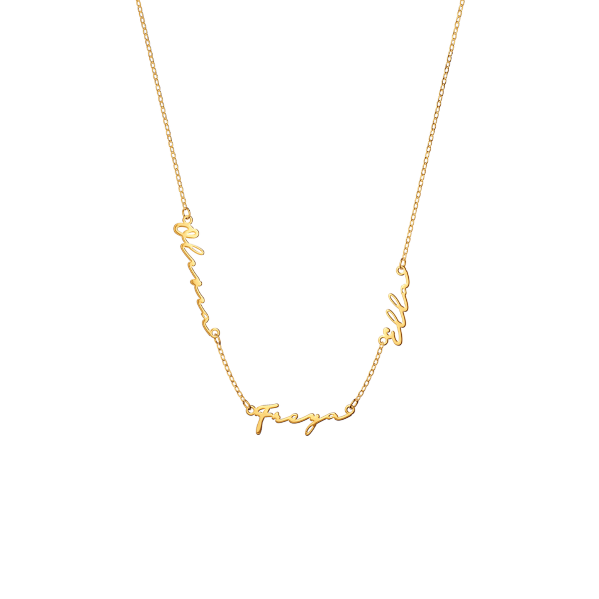Fine Multi Signature Name Necklace (Gold)