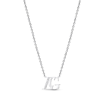 Double Initial Crystal Necklace (Silver)