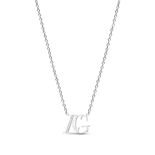 Double Initial Crystal Necklace (Silver)