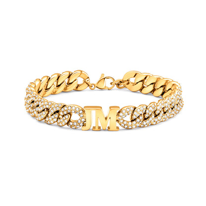 Pavé Initial Curb Bracelet (Gold)