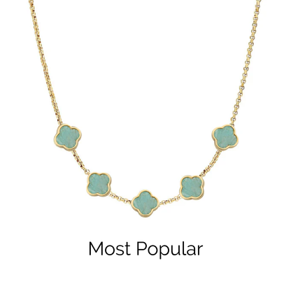 Amazonite Clover Custom Name Necklace (Gold)