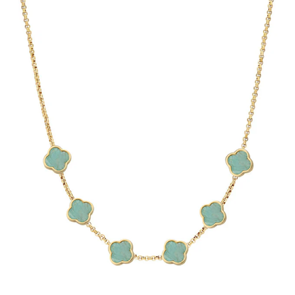 Amazonite Clover Custom Name Necklace (Gold)