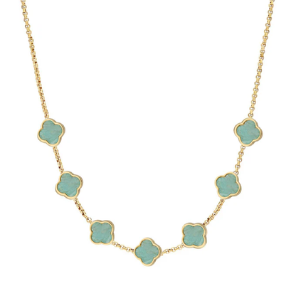 Amazonite Clover Custom Name Necklace (Gold)