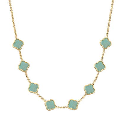 Amazonite Clover Custom Name Necklace (Gold)