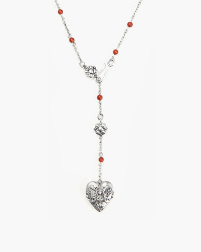 Carnelian Veil Lariat Necklace in Gold