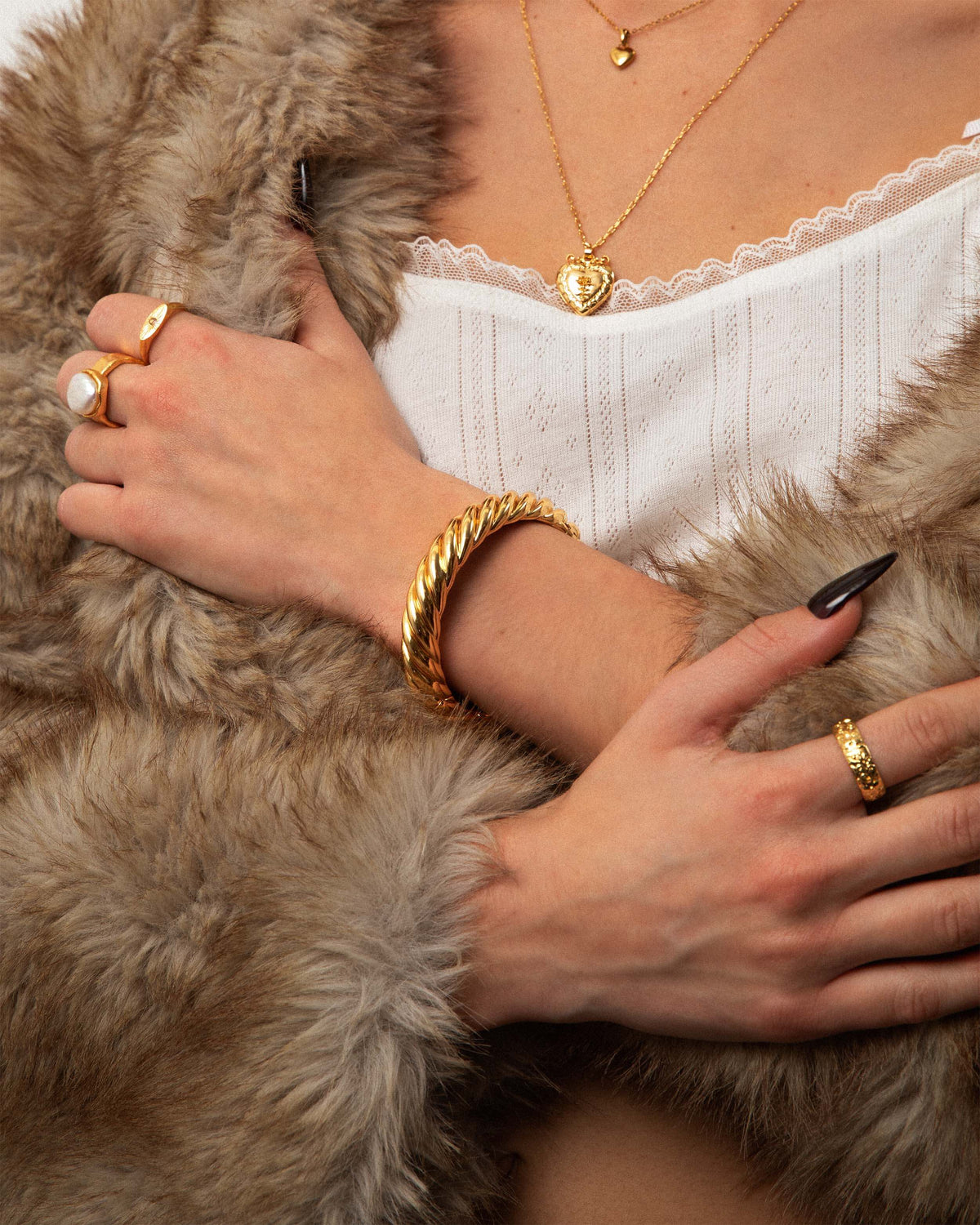 Gold Chunky Braided Bangle