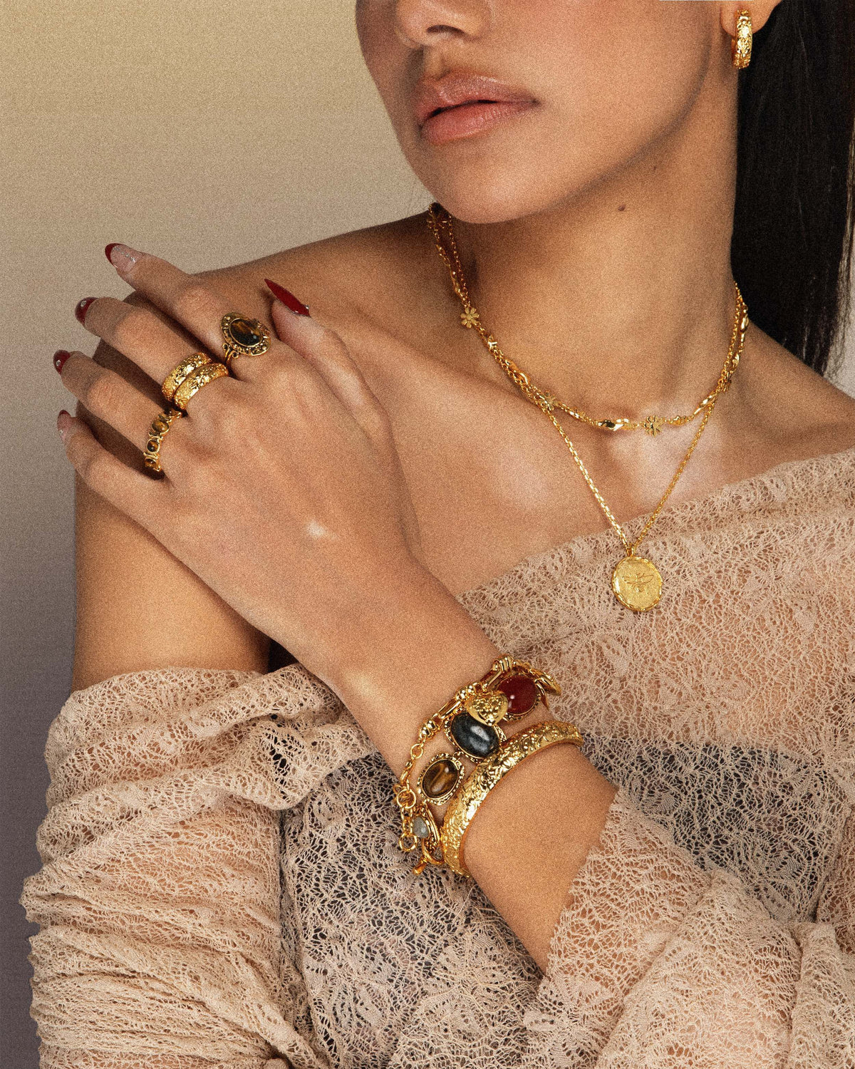 Gold Athena Bracelet and Ring Set