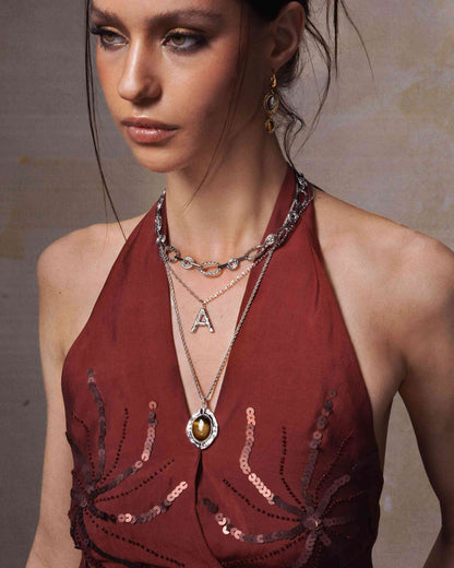 Silver Tiger's Eye Savannah Long Necklace
