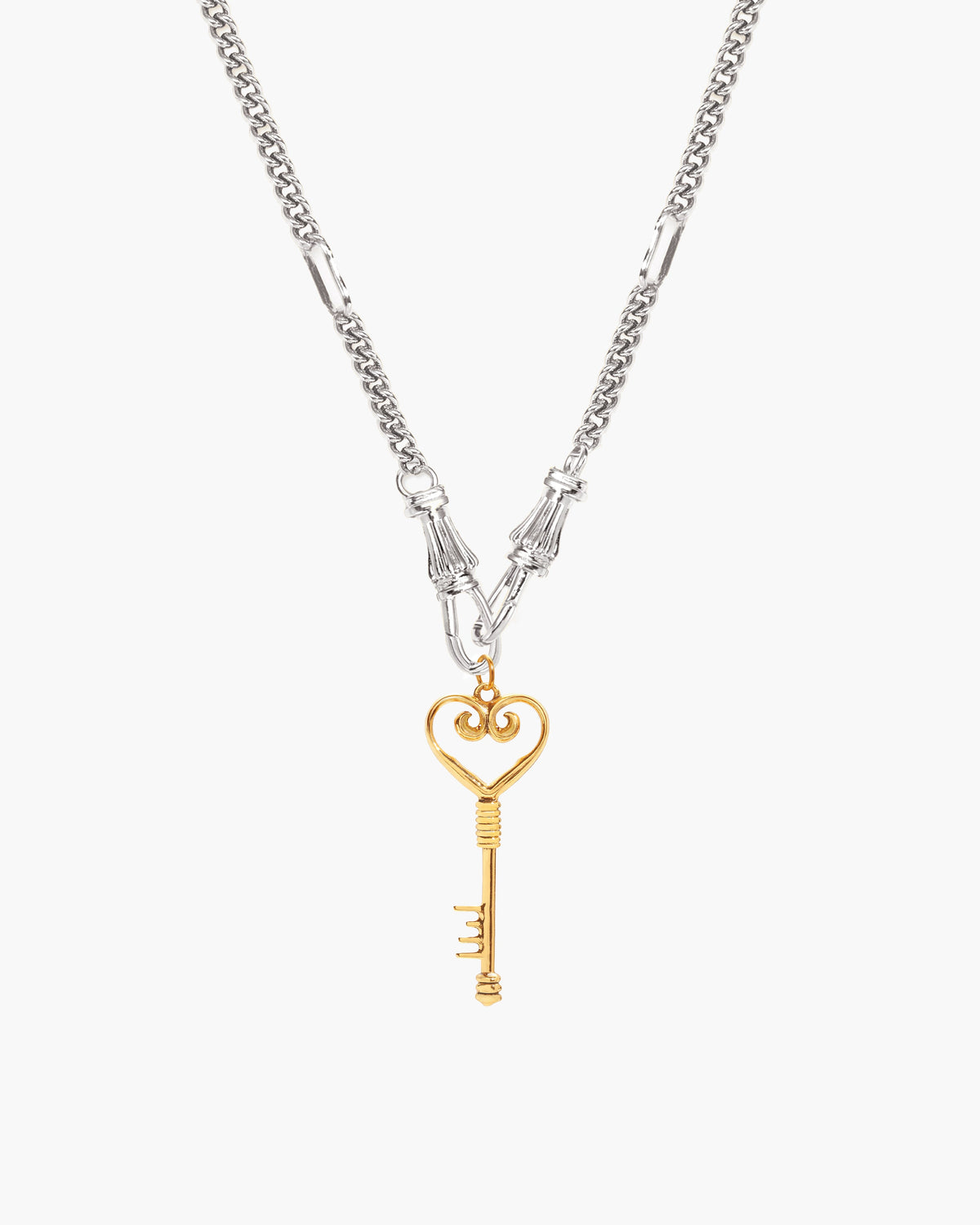 Deco Clasp Chain Necklace in Gold