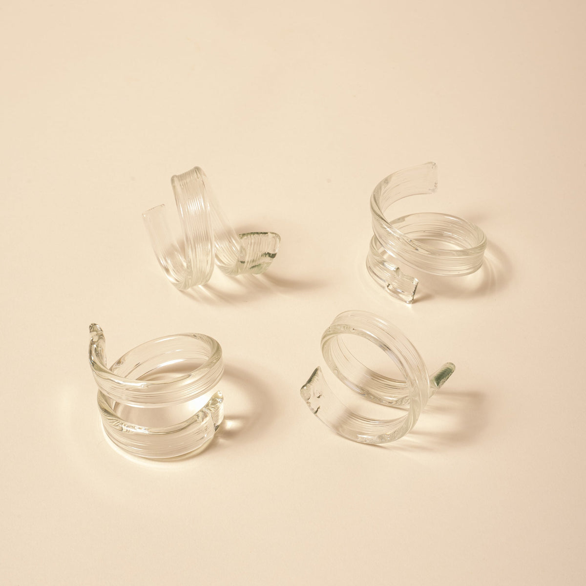 Glass Twist Napkin Rings, Set of 4