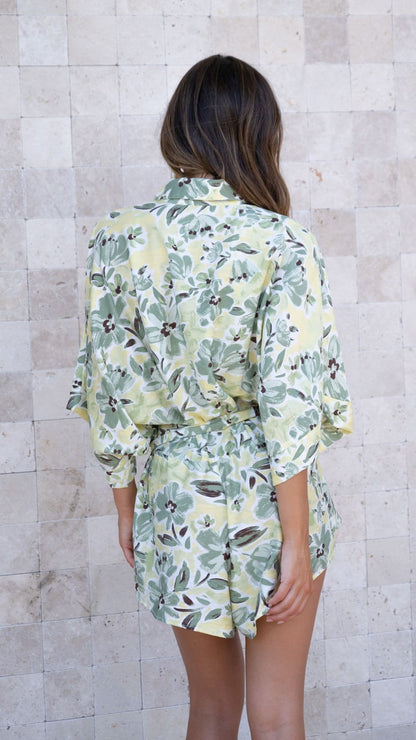 Bailin Playsuit - Green Floral