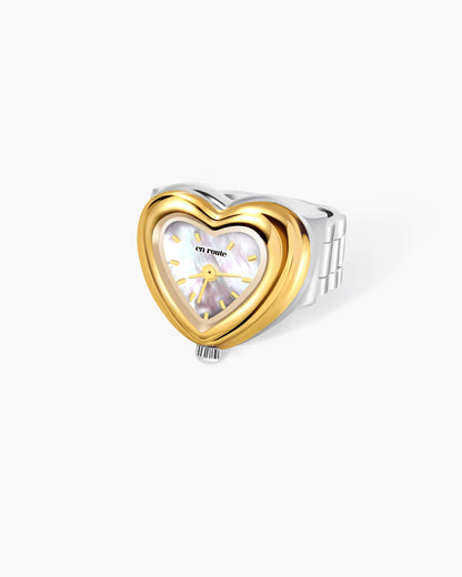 City Heart Watch Ring in Silver