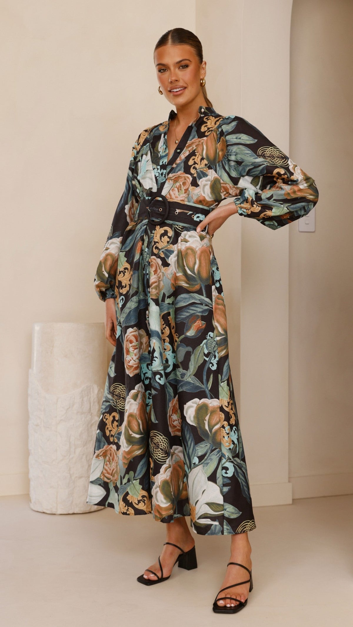 Carmal Long Sleeve Maxi Dress - Donatella Noir
