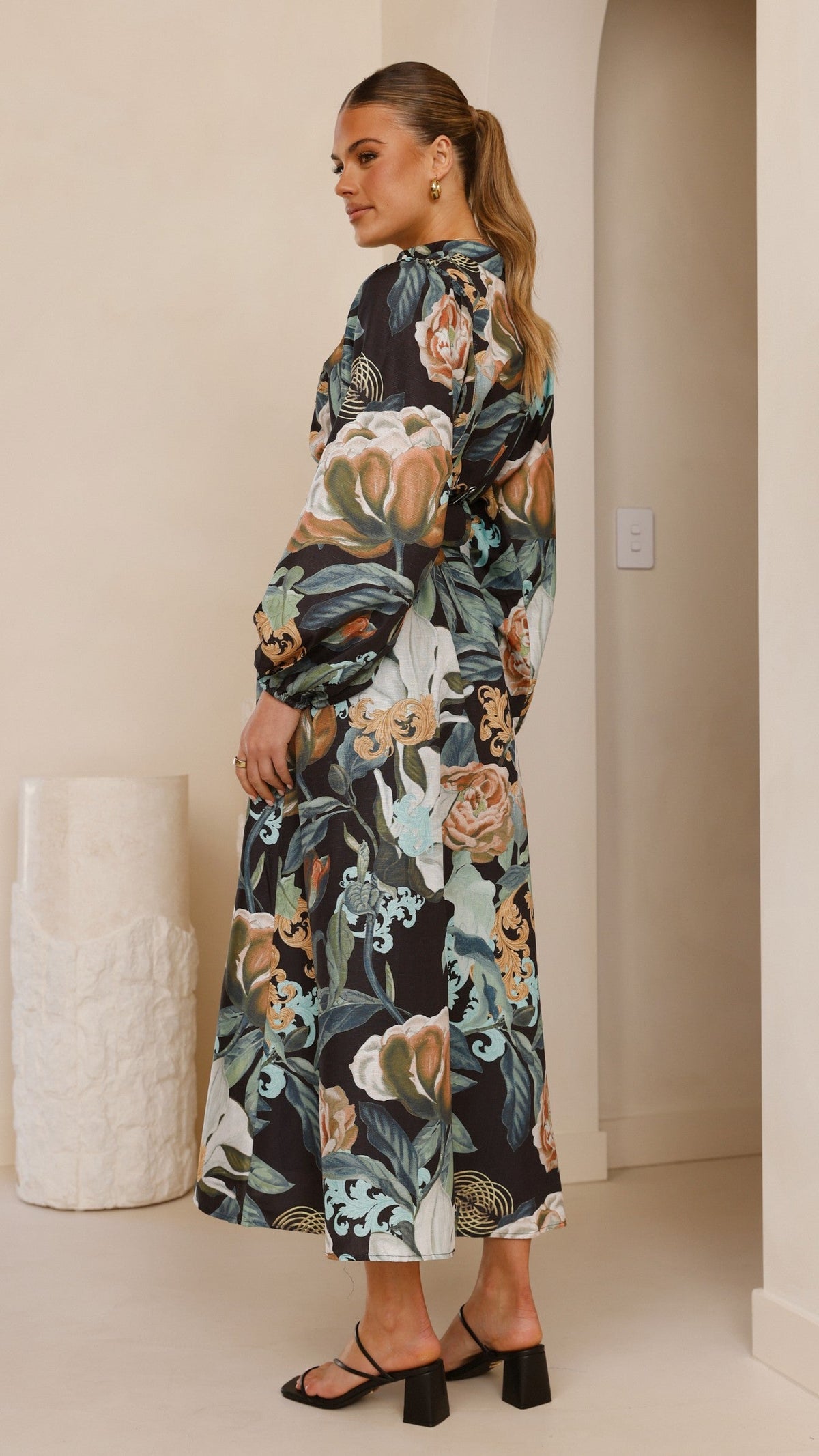 Carmal Long Sleeve Maxi Dress - Donatella Noir