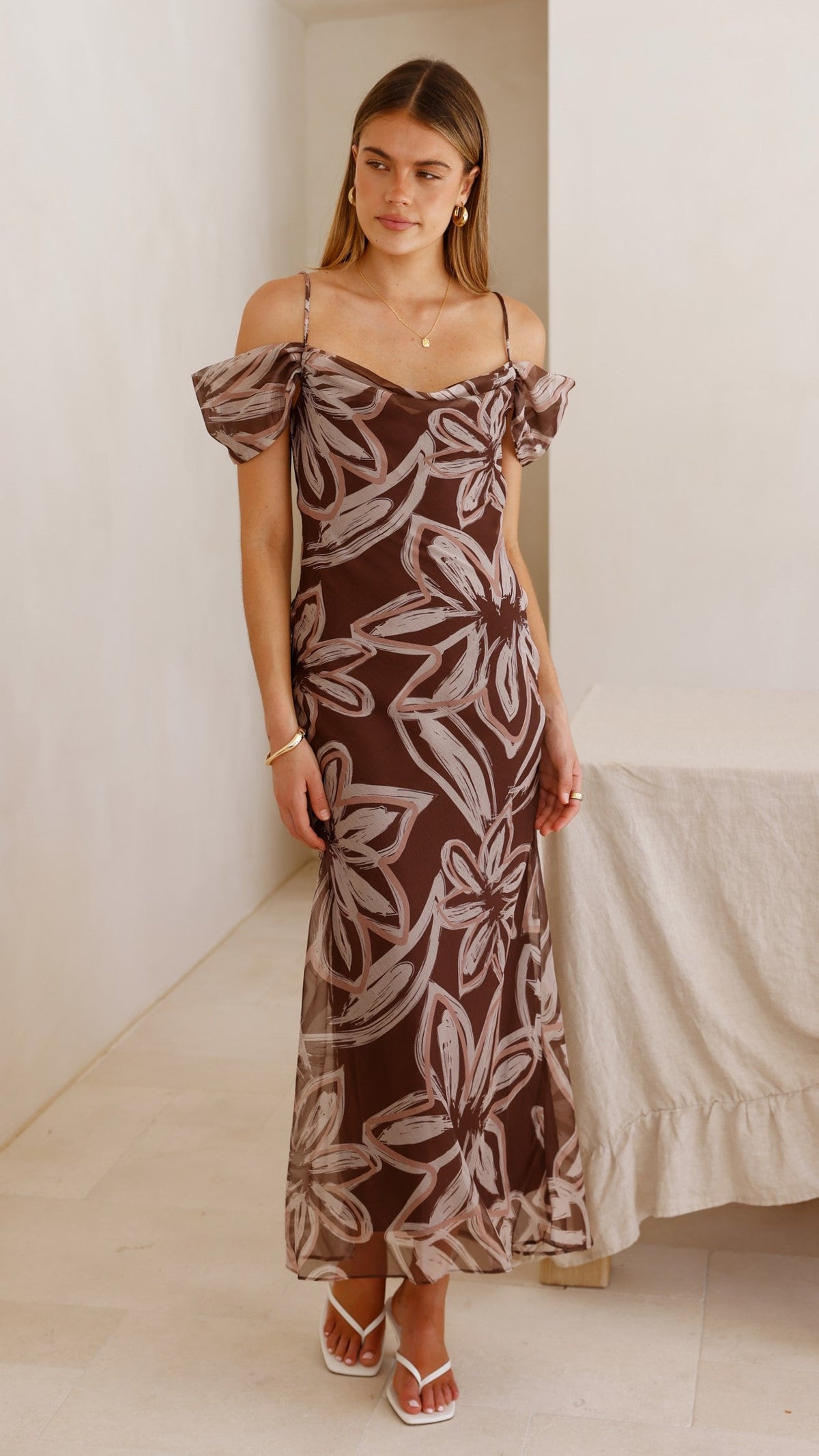 Adrianna Maxi Dress - Brown Floral