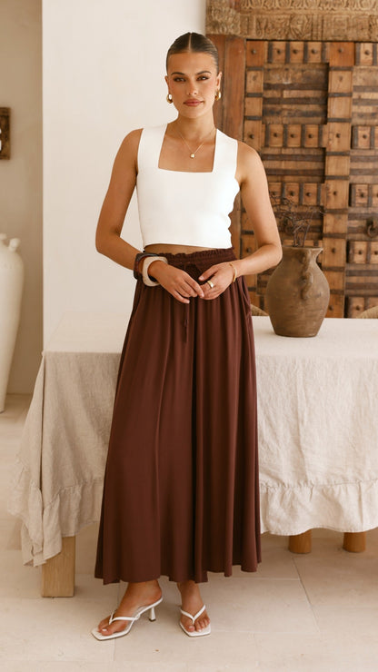 Aria Wide Leg Pants - Chocolate